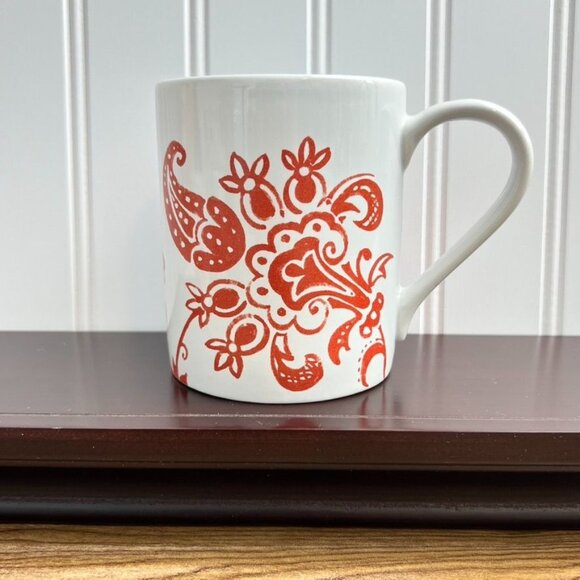 Corelle Coordinates Set of 3 Red Paisley Coffee Mugs Stoneware - Picture 3 of 12